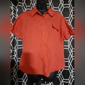 Basic Editions coral short sleeve button-down shirt size L